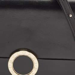 Pre Owned Bvlgari Black Leather and Perspex Small Flap Cover Shoulder Bag