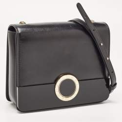 Pre Owned Bvlgari Black Leather and Perspex Small Flap Cover Shoulder Bag