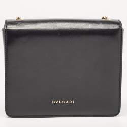 Pre Owned Bvlgari Black Leather and Perspex Small Flap Cover Shoulder Bag