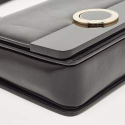 Pre Owned Bvlgari Black Leather and Perspex Small Flap Cover Shoulder Bag