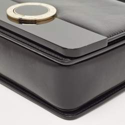 Pre Owned Bvlgari Black Leather and Perspex Small Flap Cover Shoulder Bag