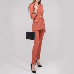 Pre Owned Bvlgari Black Leather and Perspex Small Flap Cover Shoulder Bag