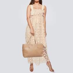 Bvlgari Light Brown Leather Double Zip Tote