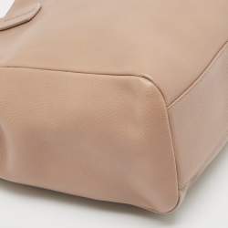 Pre Owned Bvlgari Light Brown Leather Double Zip Tote
