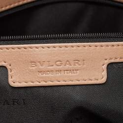 Pre Owned Bvlgari Light Brown Leather Double Zip Tote