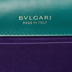 Pre Owned حقيبة كتف بلغاري غطاء قلاب سيربينتي متوسطة جلد خضراء