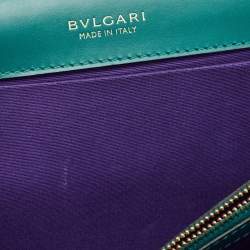 Pre Owned حقيبة كتف بلغاري غطاء قلاب سيربينتي متوسطة جلد خضراء