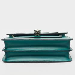 Pre Owned حقيبة كتف بلغاري غطاء قلاب سيربينتي متوسطة جلد خضراء