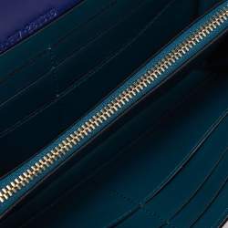 Pre Owned Bvlgari Blue Leather Serpenti Forever Flap Wallet on Chain