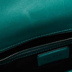 مملوكة مسبقًا Bvlgari Green Leather Large Ruffled Serpenti Forever Shoulder Bag