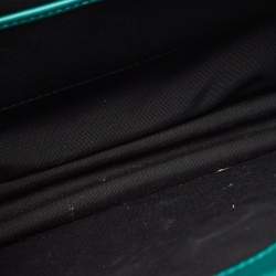 مملوكة مسبقًا Bvlgari Green Leather Large Ruffled Serpenti Forever Shoulder Bag