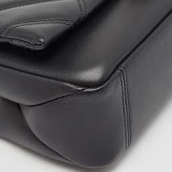 Pre Owned Bvlgari Black Quilted Leather Small Serpenti Cabochon Shoulder Bag
