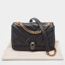 Pre Owned Bvlgari Black Quilted Leather Small Serpenti Cabochon Shoulder Bag