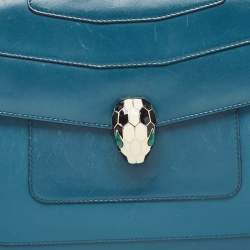 Bvlgari Teal Green Leather Large Serpenti Forever Shoulder Bag
