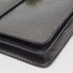 Pre Owned Bvlgari Grey Karung Leather Medium Serpenti Forever Flap Shoulder Bag