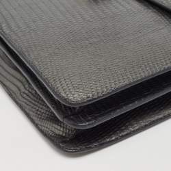 Pre Owned Bvlgari Grey Karung Leather Medium Serpenti Forever Flap Shoulder Bag