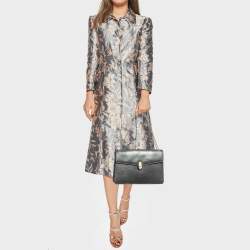 Pre Owned Bvlgari Grey Karung Leather Medium Serpenti Forever Flap Shoulder Bag