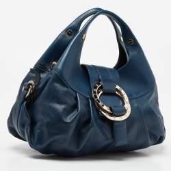 Pre Owned Bvlgari Teal Blue Leather Chandra Hobo