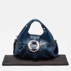 Pre Owned Bvlgari Teal Blue Leather Chandra Hobo