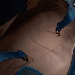 Pre Owned Bvlgari Teal Blue Leather Chandra Hobo