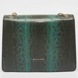 مملوكة مسبقًا حقيبة كتف بلغاري سربنتي فوريفر كبيرة سحلية خضراء