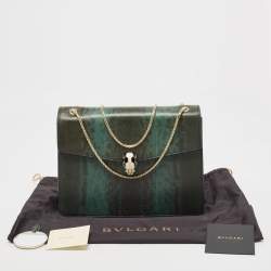 مملوكة مسبقًا حقيبة كتف بلغاري سربنتي فوريفر كبيرة سحلية خضراء