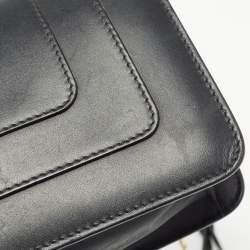 Pre Owned Bvlgari Black Leather Serpenti Forever Flap Chain Shoulder Bag