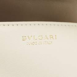 Pre Owned Bvlgari Ivory Quilted Leather Mini Serpenti Cabochon Crossbody Bag