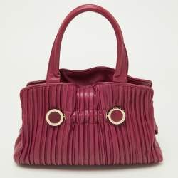Pre Owned Bvlgari Pink Leather Twistino Tina Satchel 