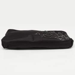 Pre Owned Bvlgari Black Satin Embellished Clutch