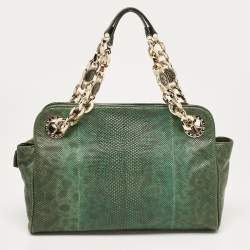Bvlgari Green/Black Karung Leather Monete Chain Bag