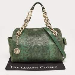 Bvlgari Green/Black Karung Leather Monete Chain Bag