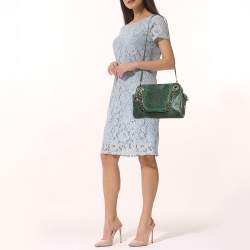 Bvlgari Green/Black Karung Leather Monete Chain Bag