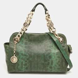 Bvlgari Green/Black Karung Leather Monete Chain Bag