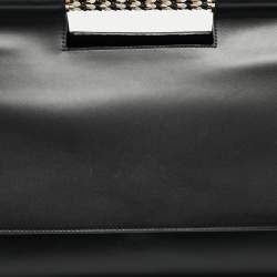 Pre Owned Bvlgari Black Leather and Leopard Print Calfhair Scaglie Serpenti Tote