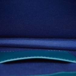 Pre Owned Bvlgari Teal Blue Leather Medium Serpenti Forever Top Handle Bag