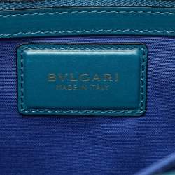 Pre Owned Bvlgari Teal Blue Leather Medium Serpenti Forever Top Handle Bag