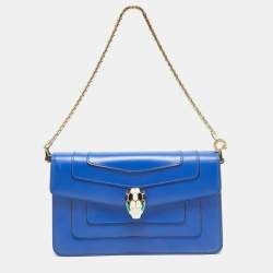 Bvlgari Blue Leather Mini Serpenti Forever Pochette