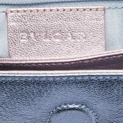 Pre Owned Bvlgari Metallic Blue/Pink Leather Mini Tote