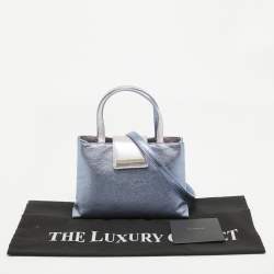 Pre Owned Bvlgari Metallic Blue/Pink Leather Mini Tote
