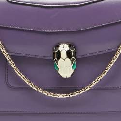 مملوكة مسبقًا Bvlgari Purple Leather Medium Serpenti Forever Flap Bag