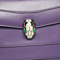 مملوكة مسبقًا Bvlgari Purple Leather Medium Serpenti Forever Flap Bag