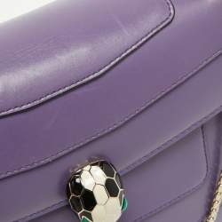 مملوكة مسبقًا Bvlgari Purple Leather Medium Serpenti Forever Flap Bag