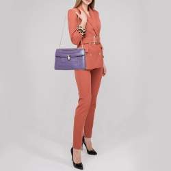 مملوكة مسبقًا Bvlgari Purple Leather Medium Serpenti Forever Flap Bag