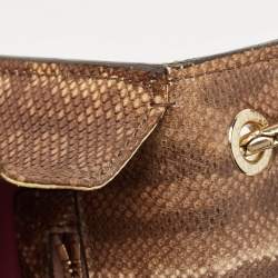 Bvlgari Beige Karung Leather Medium Serpenti Forever Flap Shoulder Bag