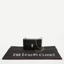 Pre Owned Bvlgari Black Leather Serpenti Forever Wallet on Chain