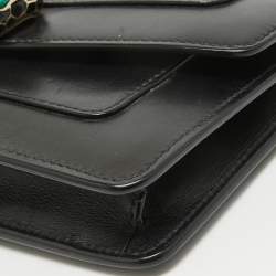 Pre Owned Bvlgari Black Leather Serpenti Forever Wallet on Chain