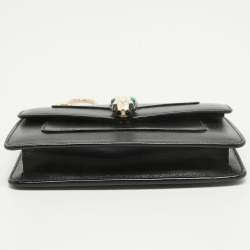 Pre Owned Bvlgari Black Leather Serpenti Forever Wallet on Chain