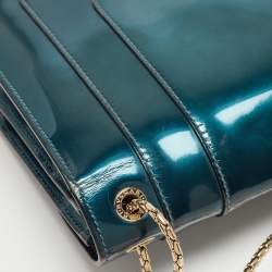 Pre Owned Bvlgari Green Patent Leather Medium Serpenti Forever Flap Shoulder Bag