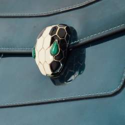 Pre Owned Bvlgari Green Patent Leather Medium Serpenti Forever Flap Shoulder Bag